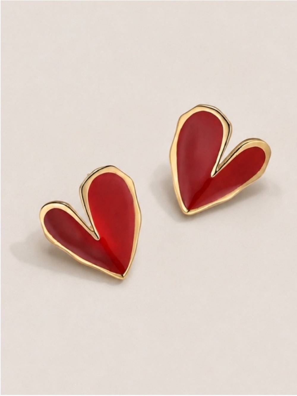 New! Rosa Red Gold Heart Post Earrings (2007) NWOT